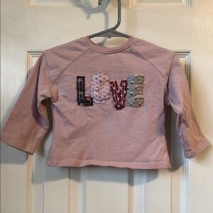Zara Pink Long Sleeve Tee with Love Patch